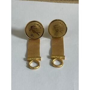 Vintage Dante “Virgo” Zodiac Sign  Gold-tone Cufflinks With Mesh Wraps